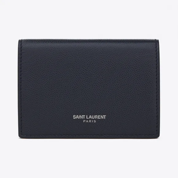 伊夫圣罗兰/Yves Saint laurent 经典圣劳伦特巴黎名片盒海军蓝粉粒纹理皮革 469338BTY6N4147