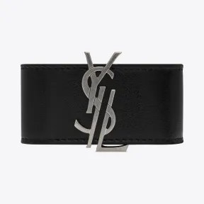 伊夫圣罗兰/Yves Saint laurent 黑色真皮和氧化镍金属MONOGRAM DE FORCE手链 470657DV7