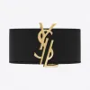 伊夫圣罗兰/Yves Saint laurent MONOGRAM DE FORCE金色金属和黑色真皮手链 470657DV70