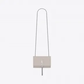 伊夫圣罗兰/Yves Saint laurent Kate 小号霜白色纹理真皮流苏穗链条包 474366BOW0N1950