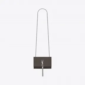 伊夫圣罗兰/Yves Saint laurent Kate 小号土灰色纹理真皮流苏穗链条包 474366BOW0N2034