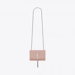 伊夫圣罗兰/Yves Saint laurent Kate 小号淡胭脂色纹理真皮流苏穗链条包 474366BOW0N6920