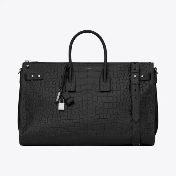 伊夫圣罗兰/Yves Saint laurent 48小时包装袋，饰有压纹鳄鱼皮 4805840Q50E1000
