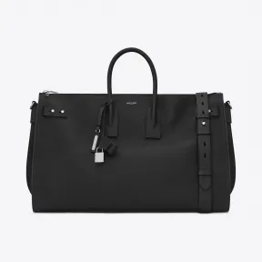 伊夫圣罗兰/Yves Saint laurent 大号黑色粒纹真皮SAC DE JOUR SOUPLE 48H行李袋 48058