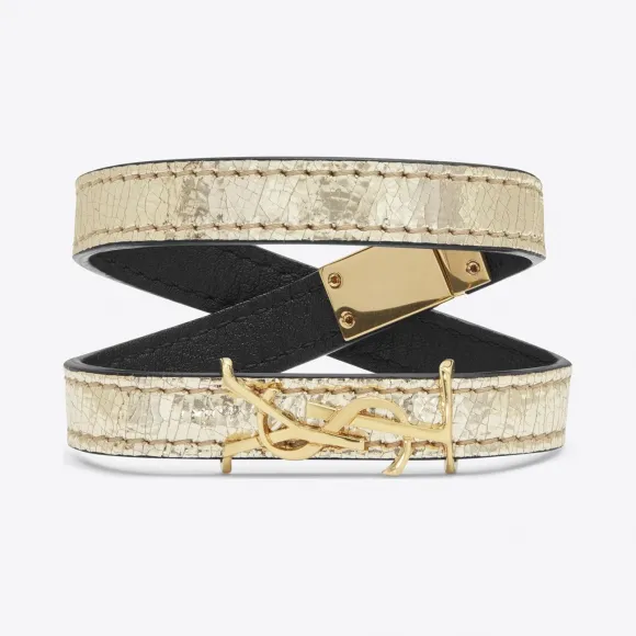 伊夫圣罗兰/Yves Saint laurent MONOGRAM double wrap bracelet in cracke