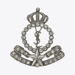 伊夫圣罗兰/Yves Saint laurent ARMY银色调金属和透明水晶制皇冠胸针  486173Y06238162