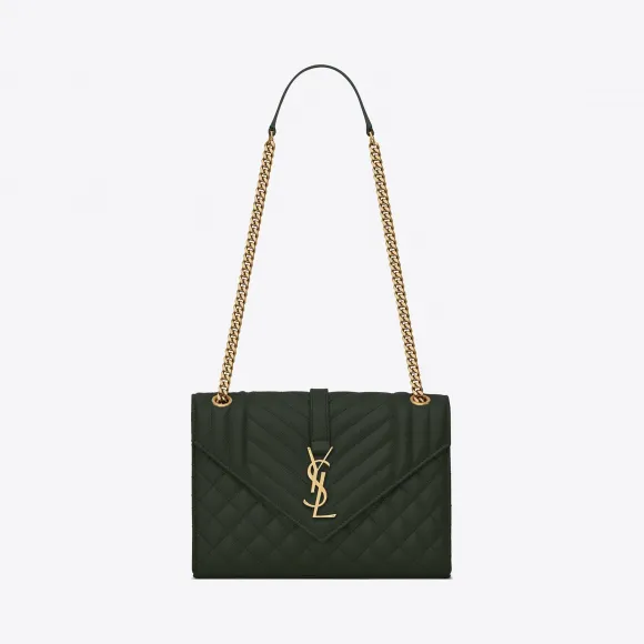 伊夫圣罗兰/Yves Saint laurent ENVELOPPE 中号彩虹色颗粒纹理压花真皮包 487206BOW91445