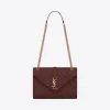 伊夫圣罗兰/Yves Saint laurent Envelope 中号深红色绗缝纹理真皮包 487206BOW916475