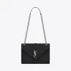 伊夫圣罗兰/Yves Saint laurent 中号绗缝织纹黑色皮革信封包 487206BOW921000