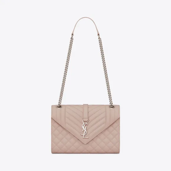 伊夫圣罗兰/Yves Saint laurent ENVELOPPE中号绗缝和纹理粉色真皮包 487206BOW926951