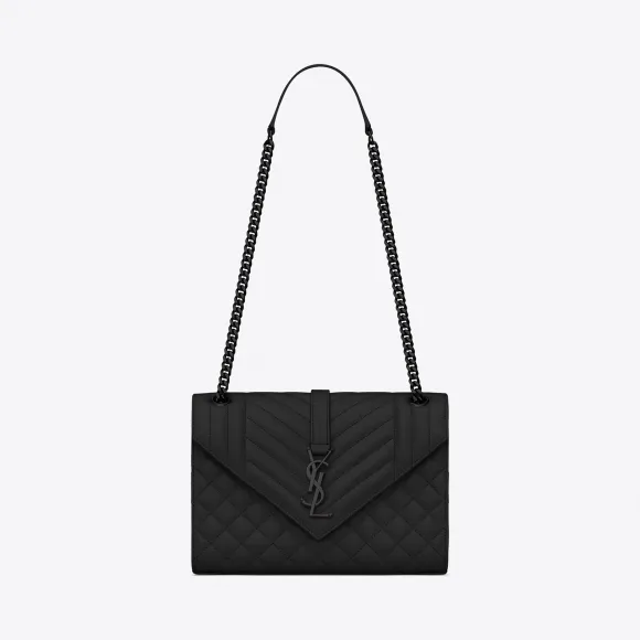 伊夫圣罗兰/Yves Saint laurent 经典 satchel中号黑色粒纹复合提花皮革手袋 487206BOW98100