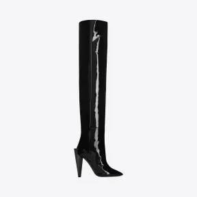 伊夫圣罗兰/Yves Saint laurent JODIE 105黑色漆皮靴 4928330DL001000