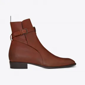 伊夫圣罗兰/Yves Saint laurent WYATT 30焦糖皮革焦糖布靴 4983720ML007014