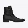 伊夫圣罗兰/Yves Saint laurent wyatt jodhpur靴，采用黑色皮革 498372AQS001000