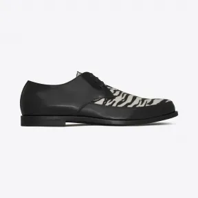伊夫圣罗兰/Yves Saint laurent CHARLES 25德比黑色皮革和黑白虎纹小牛皮 508217BSSG0100