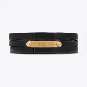 伊夫圣罗兰/Yves Saint laurent ID 黑色漆皮金色调金色多层缠绕细手链 5137260UF0J1000