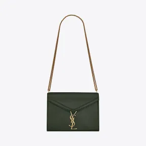 伊夫圣罗兰/Yves Saint laurent Cassandra 深绿色真皮链条包  5327500SX2W3085
