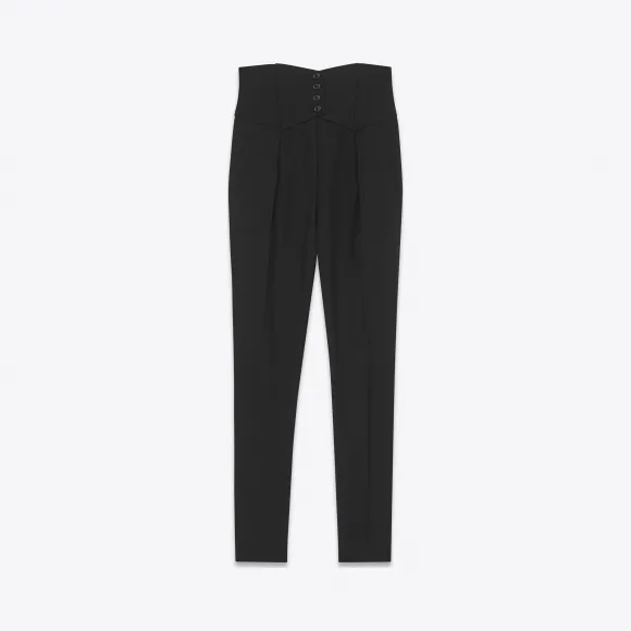 伊夫圣罗兰/Yves Saint laurent Saint Laurent羊毛华达呢高腰裤 配以cummerbund细节 608634Y404W1000