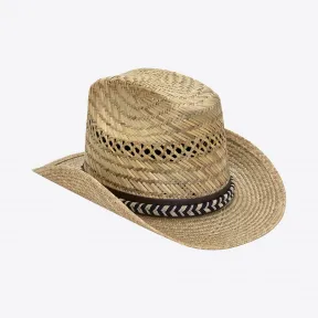 伊夫圣罗兰/Yves Saint laurent 女士 编织皮革饰带西部牛仔草帽 6111883YE079560