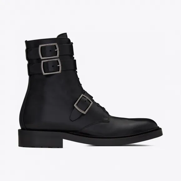 伊夫圣罗兰/Yves Saint laurent ARMY袋鼠纹压印皮革靴