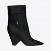 伊夫圣罗兰/Yves Saint laurent Niki银色字母标志光滑皮靴 678534AAABA1000