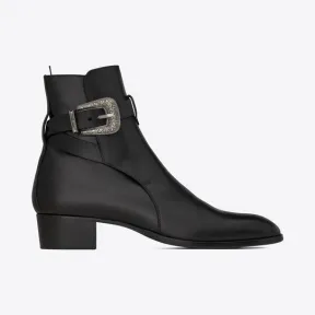 伊夫圣罗兰/Yves Saint laurent Wyatt Jodhpur光滑皮靴 68830228N001000