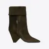 伊夫圣罗兰/Yves Saint laurent niki银色字母标志绒面材质短靴 6892120LI003415