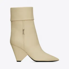 伊夫圣罗兰/Yves Saint laurent Niki银色字母标志光滑皮靴 6892121Y8001543