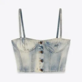 伊夫圣罗兰/Yves Saint laurent 浅蓝色牛仔束腰 695163Y996D4333