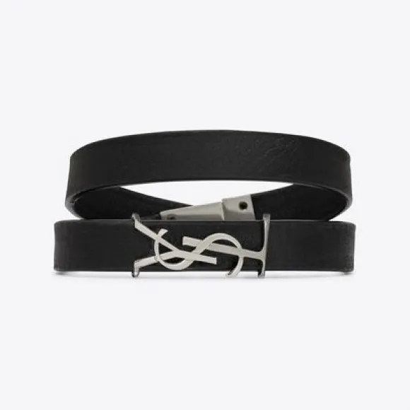 伊夫圣罗兰/Yves Saint laurent opyum漆皮革和金属双绕手链 7087950IH0E1000