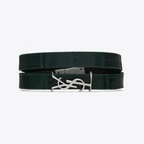 伊夫圣罗兰/Yves Saint laurent opyum鳄鱼纹压印皮革和金属双绕手链 7087951QO0N3028