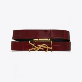 伊夫圣罗兰/Yves Saint laurent opyum鳄鱼纹压印皮革和金属双绕手链 708795AAAUV6185