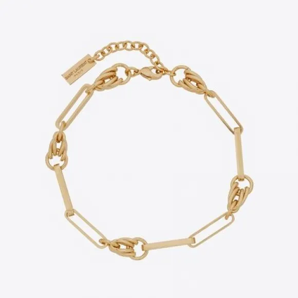 伊夫圣罗兰/Yves Saint laurent 复古矩形缆链和结扣链节金属手链 712556Y15008030
