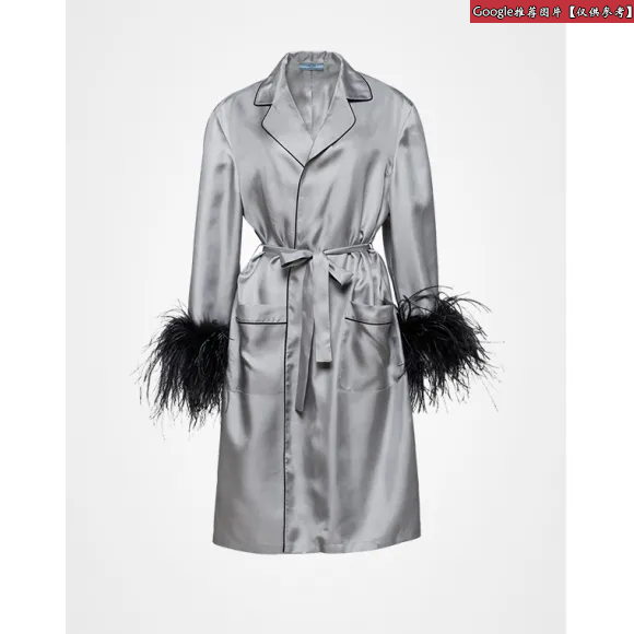 普拉达/Prada 羽饰丝质睡衣 VT6045-1QJJ-F0Z2I