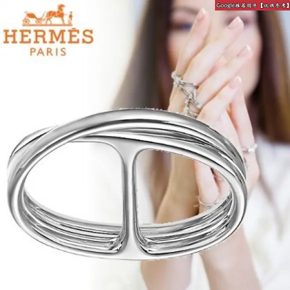 爱马仕/Hermes  Chaine d'Ancre Punk双环戒指 H117610B_00051