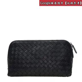 葆蝶家/Bottega Veneta  黑色 羊皮 化妆包 132535-V001N-1000