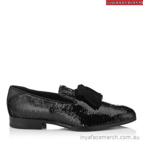 Jimmychoo/吉米周 黑色干绒流苏拖鞋 FOXLEYDSU010003