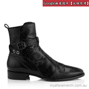 Jimmychoo/吉米周 黑色漆蟒蛇皮靴子 HOLDENLQY010003