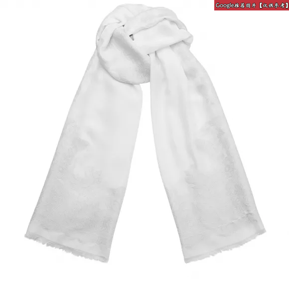 Jimmychoo/吉米周 奶油白色和银色编织提花围巾 j000072251001