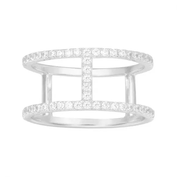 APM 双圈镶石戒指 - 银色 A16876OX-058