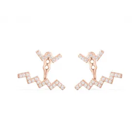 APM 粉金色纯银镶晶钻Z字形耳环 RE9990OX