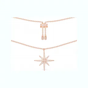 APM 粉金色纯银镶晶钻流星项链 RP9606OX