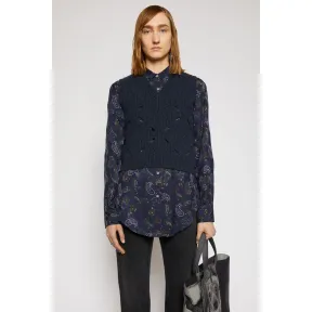 阿克尼/Acne 女士 菱形图案羊毛马甲 深蓝色 A60200-838