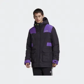 阿迪达斯/Adidas ORIGINALS 黑色/紫/荧光绿 男士 Graphic PD Jkt 运动棉服 GJ6721