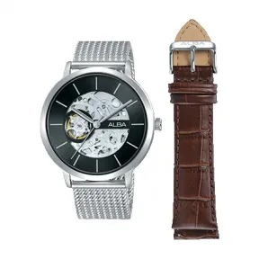 雅柏/Alba 42MM 不锈钢表壳和透视表背 自动机械机芯 男表 A8A001X1