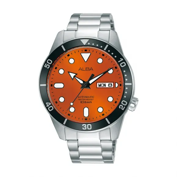 雅柏/Alba 42MM 不锈钢表壳和螺丝透视表背 自动机械机芯 男表 AL4163X1