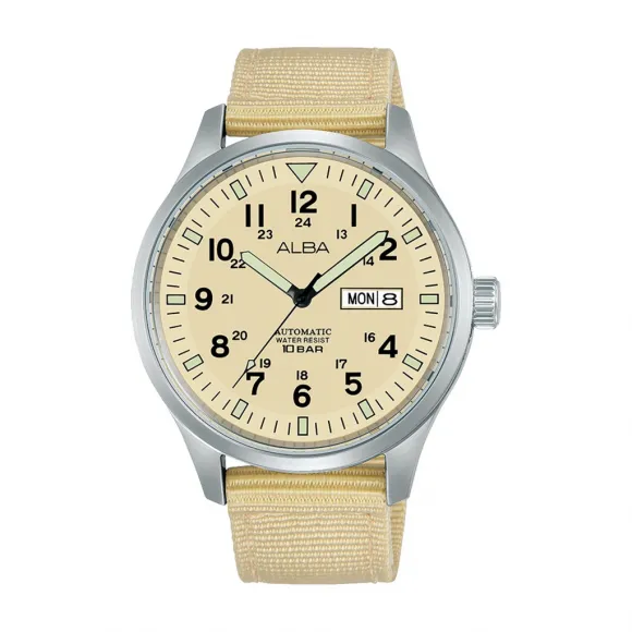 雅柏/Alba 42MM 不锈钢表壳和螺丝透视表背 自动机械机芯 男表 AL4221X1