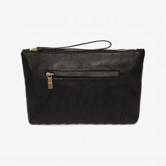 亚历山大麦昆/Alexander McQueen 肋骨造型皮革拉链收纳袋 男士 46376375jd 343834ASO3O1000