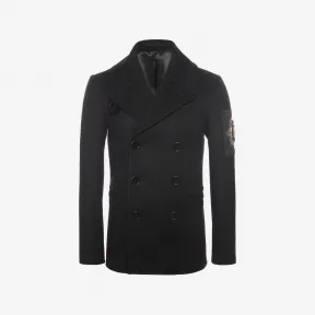 亚历山大麦昆/Alexander McQueen 衣袖刺绣拼饰 Peacoat 大衣 男士 41639468dr 433832QHZQ10901