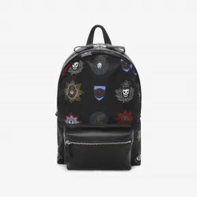 亚历山大麦昆/Alexander McQueen 黑色尼龙、皮革骷髅双肩包，搭配徽章 男士 45305391hq 406122K132N1075